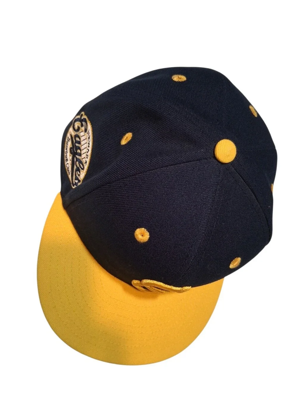 Ebbets Field Flannels Newark Eagles Fit Hat Navy Yellow 7 1/8 Vintage Baseball